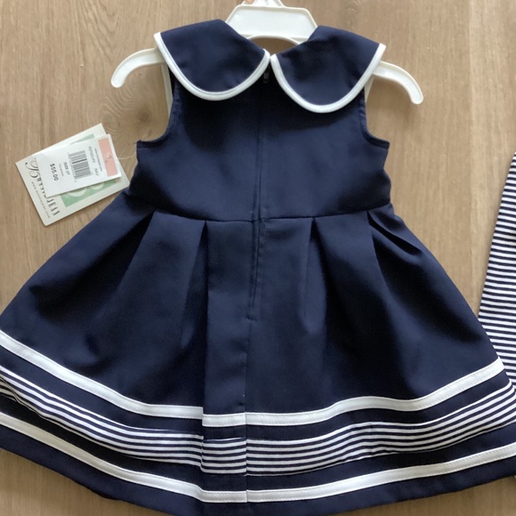 NWT BONNIE JEAN GIRLS SAILOR COLLAR BOW DRESS W SHORTS NAVY/ WHITE Sz 2 - Picture 5 of 7
